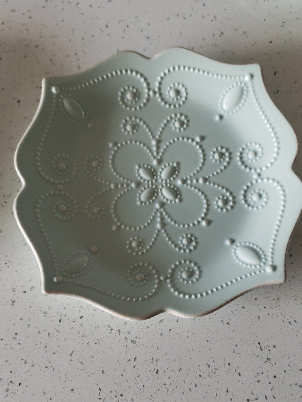Lenox French Perle Ice Blue Scalloped Embossed Dessert Plates Set Of 4